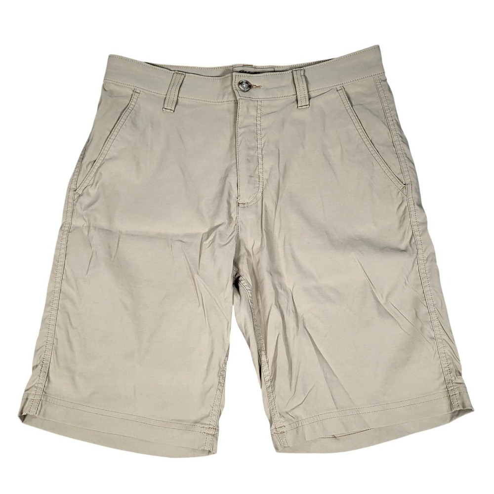 Eddie Bauer Shorts Mens 32 (Fits 33x9) Travex Beige Hiking Zip Pockets Stretch